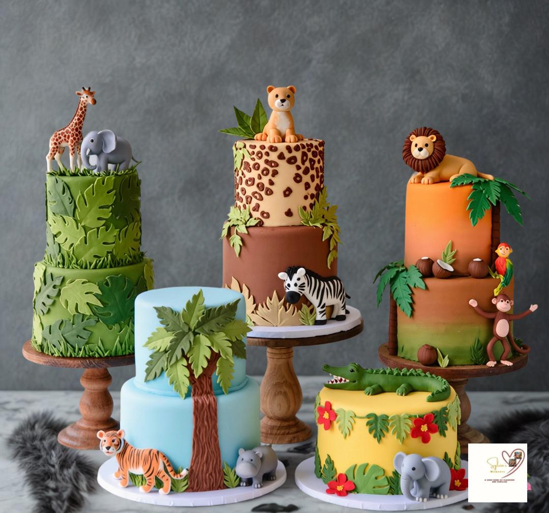 Dinosaur themed first birthday cake