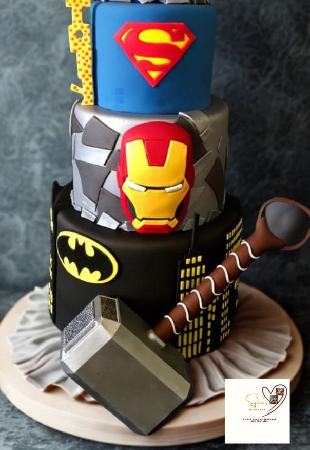 2 tier Avenger Cakes