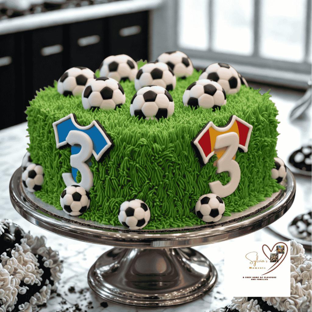 Soccer themed cake for boys