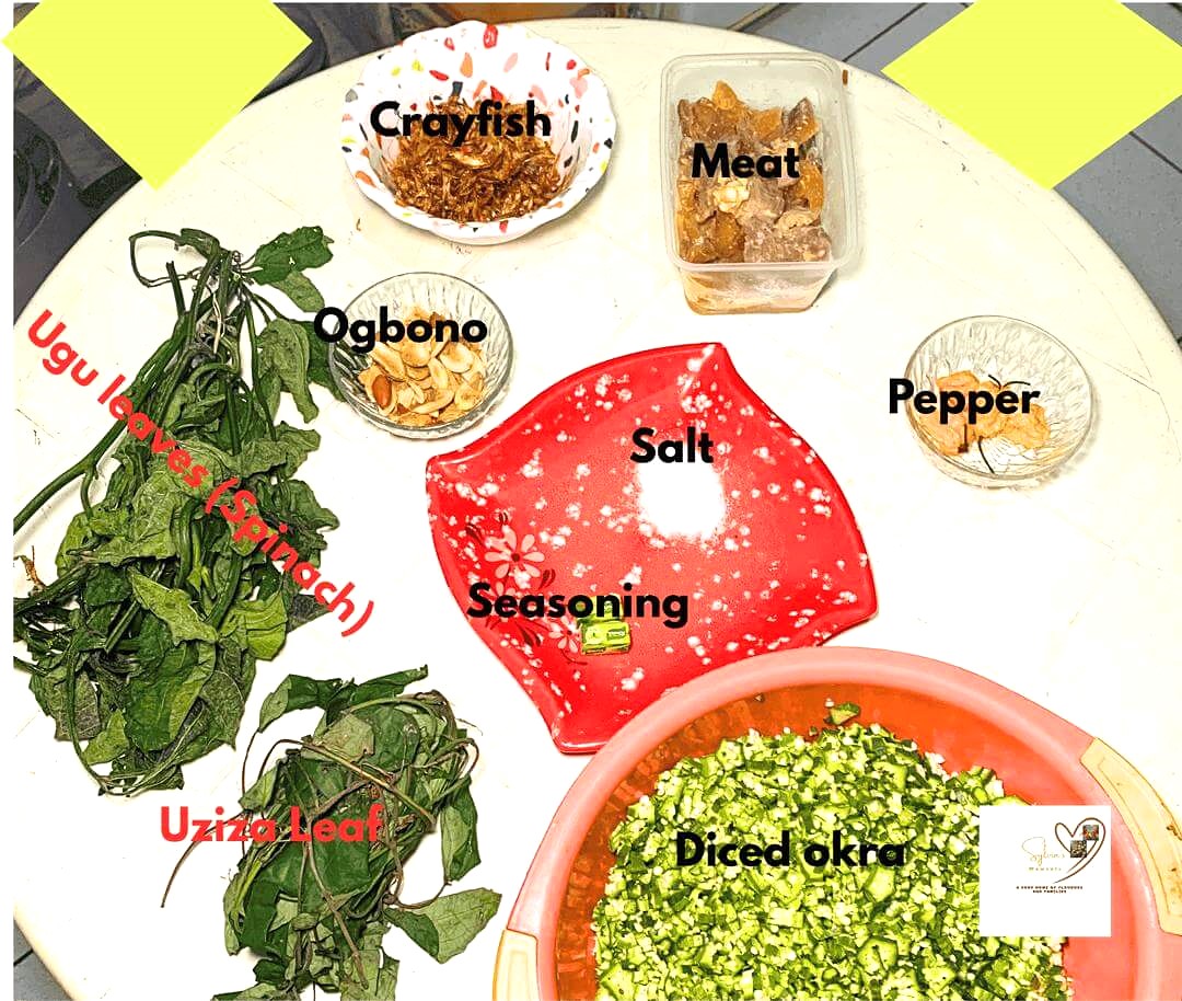 Ingredients for cooking oiless okro