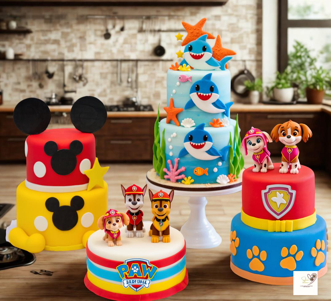 1st birthday cakes for boys :Micky Mouse ,Paw Patrol and Baby Shark