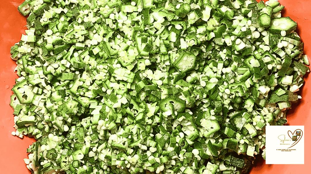 Okro slices for making okro soup
