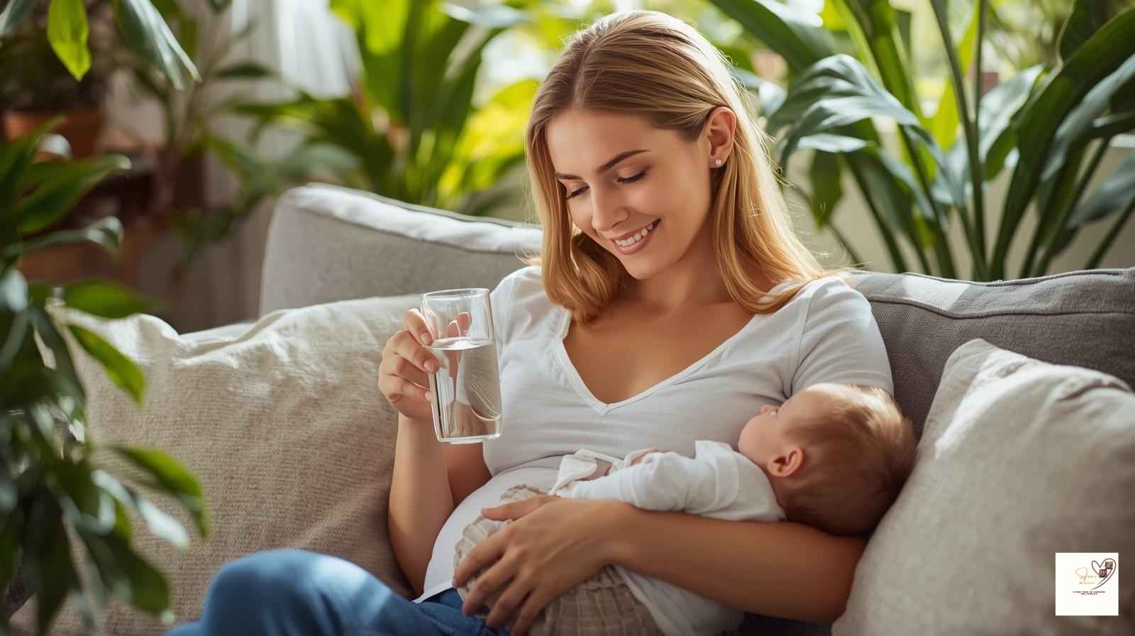 A-YOUNG-MOTHER- BREASTFEEDING-AND- HYDRATING