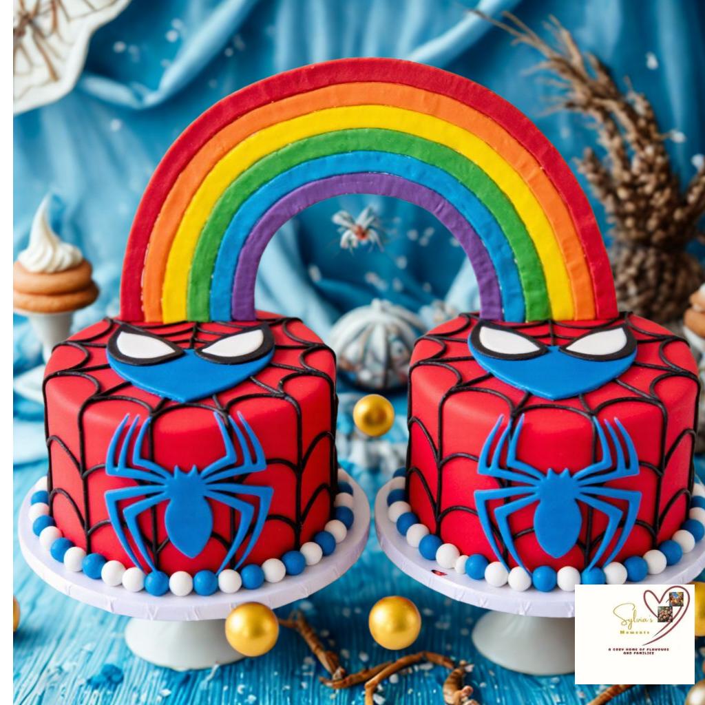  Blue-and-white-twins-spiderman-cake