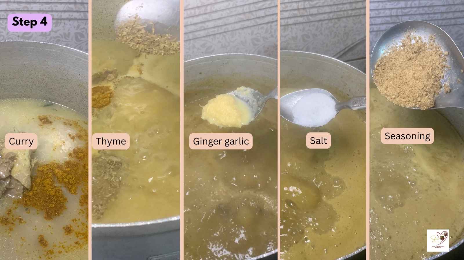 Adding-spices-to-chicken-curry-sauce