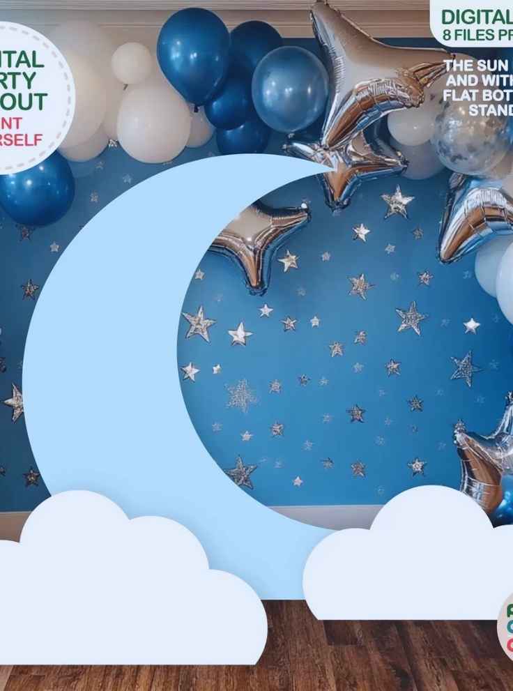 Cloud-and-star-cut-outs-31-Creative-Baby-shower-Backdrop-Ideas-(-Gender‑Neutral-&-Stunning-)