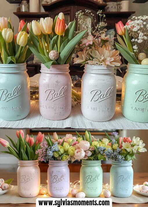 Painted-Pastel-Mason-Jars-15-DIY-Easter-decoration-ideas-even-beginners-can-try