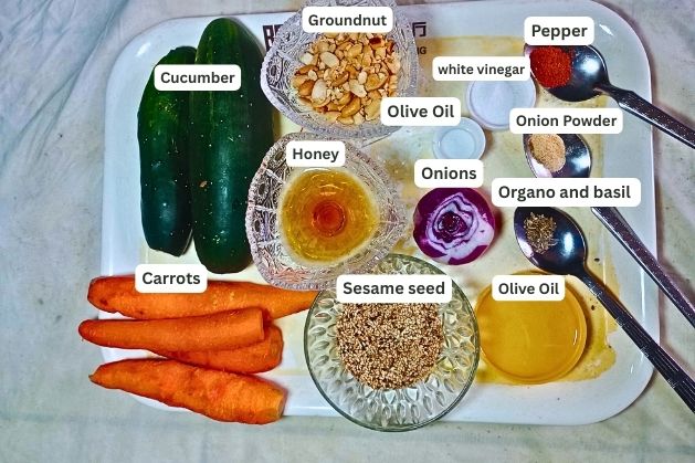 ingredients-for-making-Crunchy-Carrot-And-Cucumber-Salad