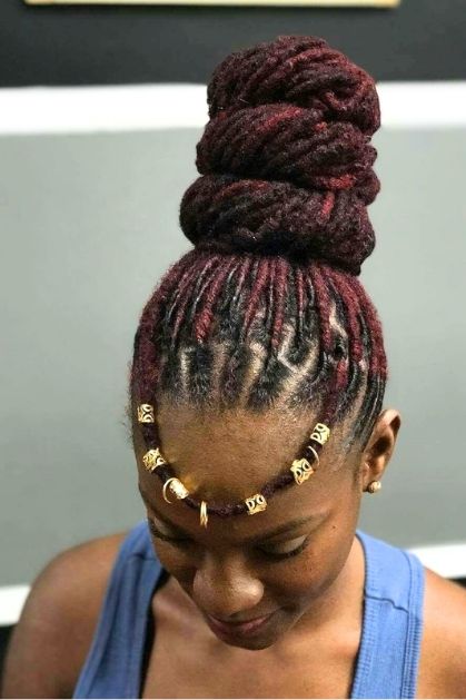 High-Wrapped-Loc-Bun-with-Edge-Details-30-Show-Stopping-Birthday-Loc-Styles-You-Will-Love-To-Copy
