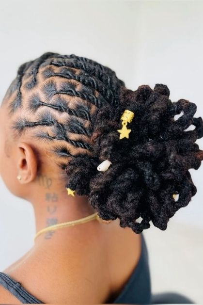 Low-Twisted-Loc-Bun-with-Side-Part-30-Show-Stopping-Birthday-Loc-Styles-You-Will-Love-To-Copy